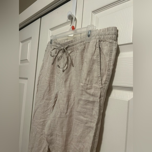 NWOT H&M Beige Straight Leg Linen Pants - Picture 3 of 9